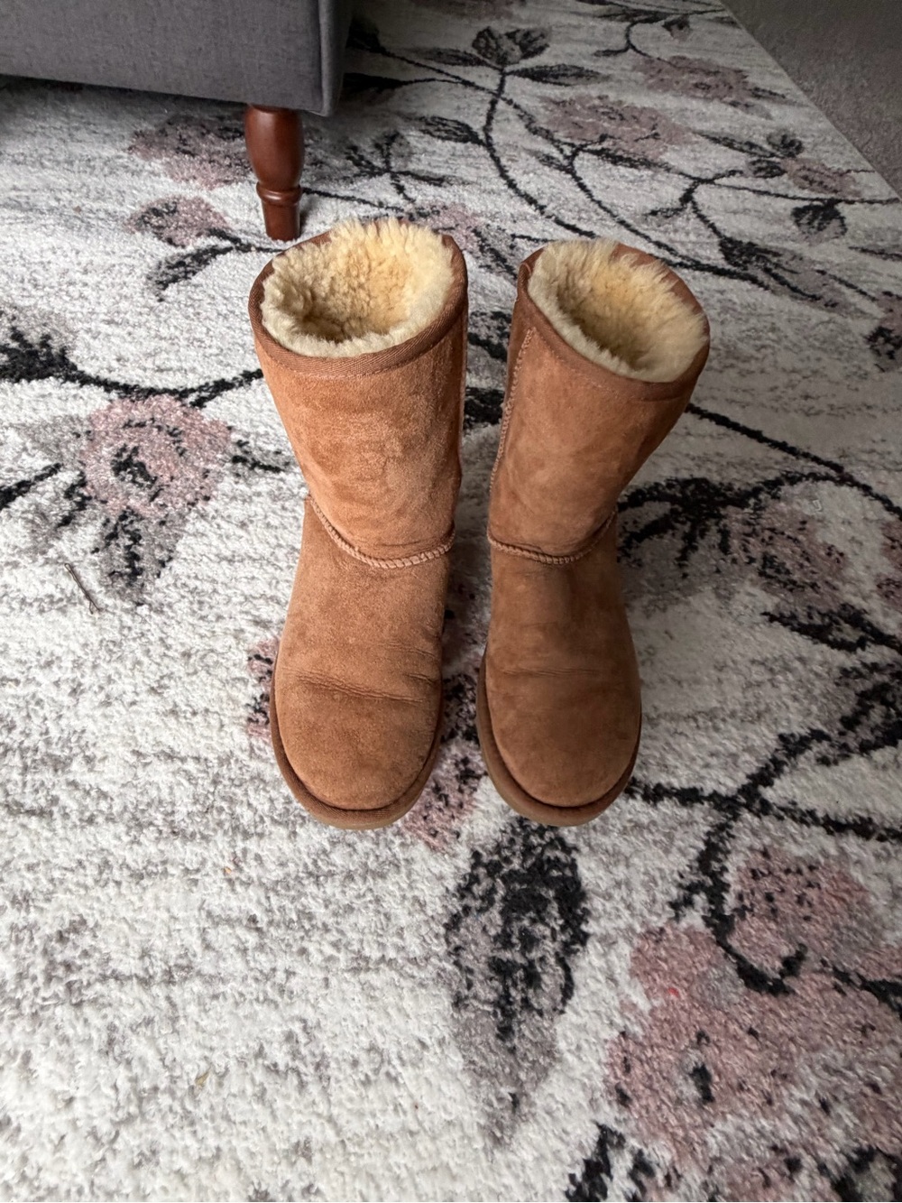UGG Chestnut Suede Shearling Lined Short Boots